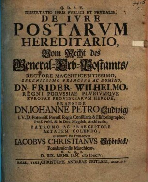 Diss. ... de iure postarum hereditario