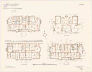 Offiziersheim Taunus, Falkenstein Wohnhaus für 12 Offiziere (östlich): Telefon-, Klingel- und Uhrenanlage: Grundriss Keller, Erdgeschoss, Obergeschoss, Dachgeschoss 1:100