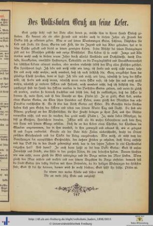Des Volksboten Gruß an seine Leser.