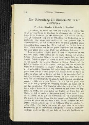 Zur Behandlung des Kirchenliedes in der Volksschule