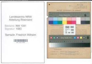Entnazifizierung Friedrich Wilhelm Sarrazin , geb. 15.08.1904 (Kaufmann)