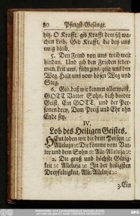 IV. Lob des Heiligen Geistes.