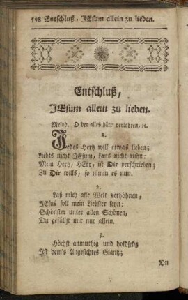 Entschluß, Jesum allein zu lieben.
