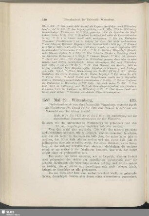 439. 1587, Mai 29. Wittenberg