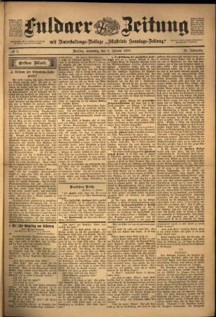 Erste Ausgabe vom Samstag, den 08. Januar 1898.