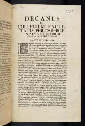 Decanus et Collegium ...
