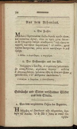 Gebräuche und Sitten verschiedner Völker aus dem Strabo.