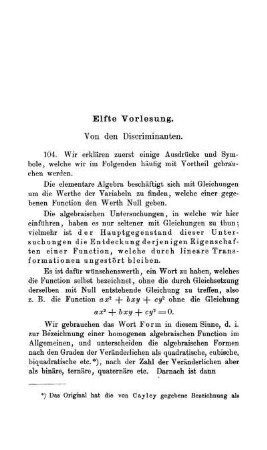 Elfte Vorlesung. Von der Discriminanten.
