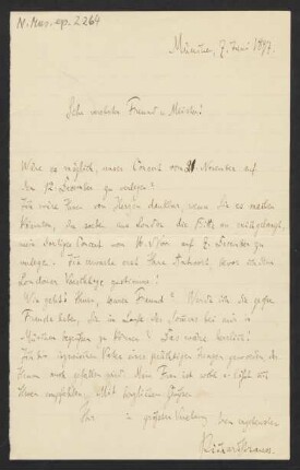 Brief an Joseph Dupont, 07.06.1897