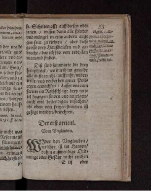 Der erst articul. Vom Unglauben
