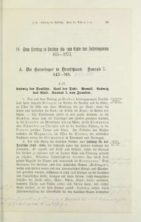 A. Die Karolinger in Deutschland. Konrad I. 843-918