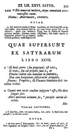 Quae supersunt Ex Satyrarum Libro XXVII.