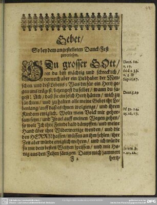 Gebet, So bey dem angestelleten Danck-Fest zuverlesen
