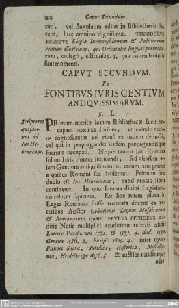 Caput Secundum. De Fontibus Iuris Gentium Antiquissimarum