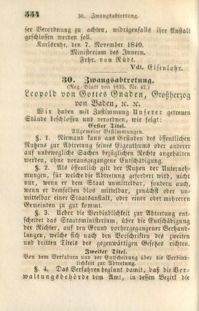 30. Zwangsabtretung (Reg.-Bl.von 1835, Nr. 42)