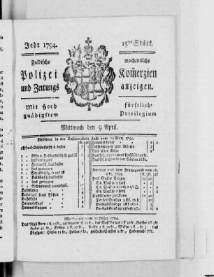15tes Stück., Ausgabe vom 9. April 1794