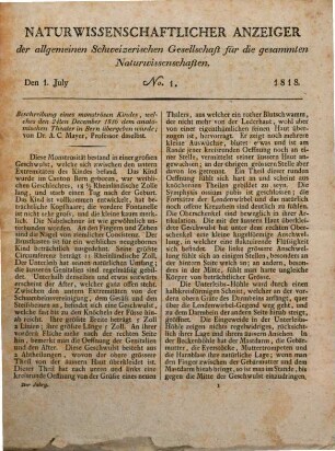 Naturwissenschaftlicher Anzeiger der Allgemeinen Schweizerischen Gesellschaft für die Gesammten Naturwissenschaften, 2. 1818/1819