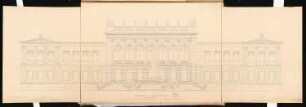 Vereinshaus, Berlin Schinkelwettbewerb 1864: Aufriss Vorderansicht Gartenansicht, nach Osten); Maßstabsleiste
