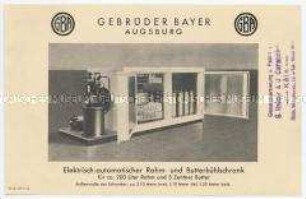 Elektrisch-automatischer Rahm- und Butterkühlschrank für ca. 200 Liter Rahm und 5 Zentner Butter