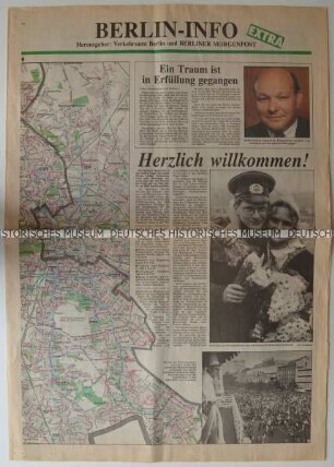 Extra-Ausgabe der "Berliner Morgenpost" und des Verkehrsamtes Berlin zur Maueröffnung