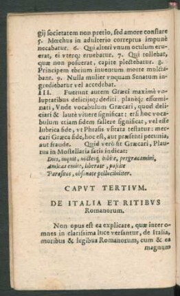 Caput Tertium. De Italia Et Ritibus Romanorum.