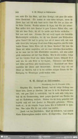 August Wilhelm von Schlegel an Friedrich Schleiermacher, Braunschweig, 21.11.1800