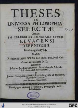 Theses Ex Universa Philosophia Selectae