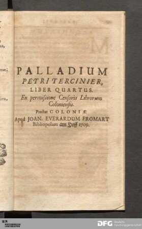 Palladium Petri Tercinier Liber Quartus.
