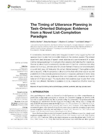 The timing of utterance planning in task-oriented dialogue: evidence from a novel list-completion paradigm