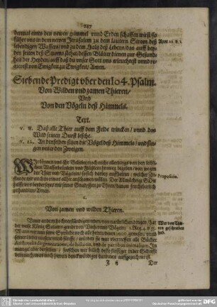 Siebende Predigt uber den 104. Psalm