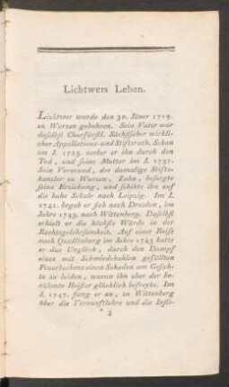 Lichtwers Leben