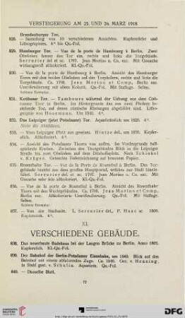 XI. Verschiedene Gebäude (Nr. 838-914)