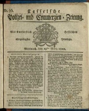 Nr. 26, Mittwoch, den 29sten Maerz 1820