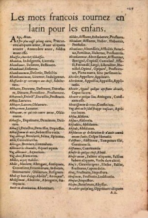 Les Mots François selon l'ordre de lettres