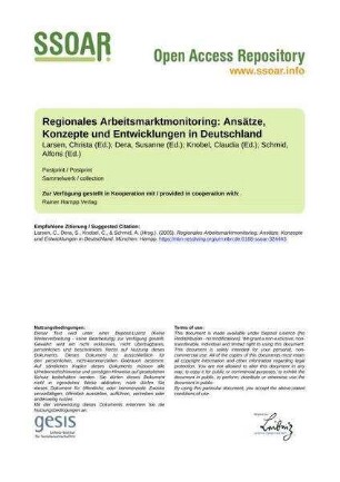 Regionales Arbeitsmarktmonitoring: Ansätze, Konzepte und Entwicklungen in Deutschland