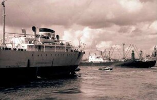 Hamburg: Hafen, Landungsbrücken, Frachter im Rosshafen
