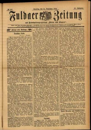 Erste Ausgabe vom Sonntag, den 11. November 1894.