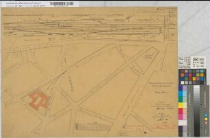 Neubau des Geschäftsgebäudes der Kgl. Eisenbahndirektion Essen: Lageplan, M. 1:1.000 Hgv, Sknr.: 1, Fanr.: 7, Bunr.: 18