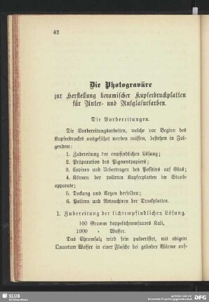 1. Zubereitung der empfindlichen Lösung.