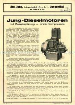 Jung-Dieselmotoren mit Zusatzspülung - ohne Kompressor.