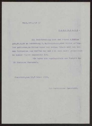 Nachforschungen nach Militärangehörigen