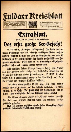 Zweite Ausgabe vom Samstag, den 29. August 1914.