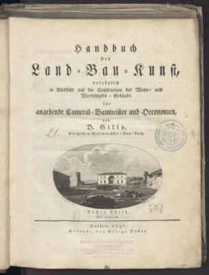 1: Handbuch der Land-Bau-Kunst, Erster Theil