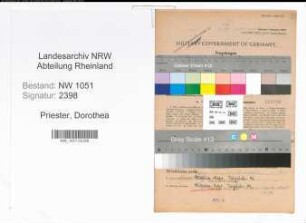 Entnazifizierung Dorothea Priester , geb. 16.01.1915 ()