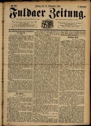 Ausgabe vom Freitag, den 19. September 1890.