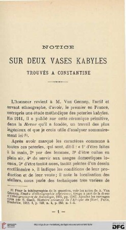 Sér. 5: Notice sur deux vases Kabyles trouvés à Constantine