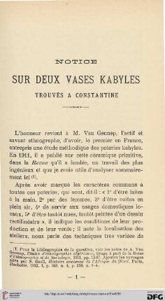 Sér. 5: Notice sur deux vases Kabyles trouvés à Constantine