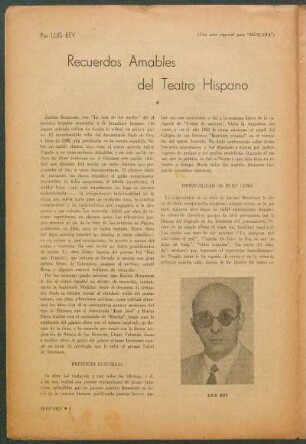 Recuerdos amables del teatro hispano : (Una nota especial para "Máscara")