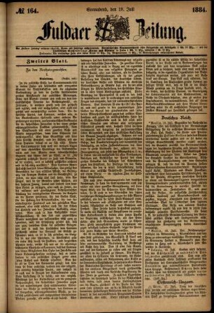 Ausgabe vom Samstag, den 19. Juli 1884.