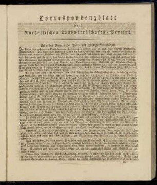 Correspondenzblatt des Kurhessischen Landwirthschafts-Vereins